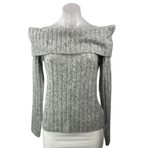 Abercrombie & Fitch Women's Gray Off The Shoulder Long Sleeve Sweater Top Size L